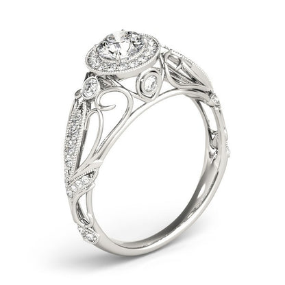 Lab Grown Round Diamond Halo Engagement Ring