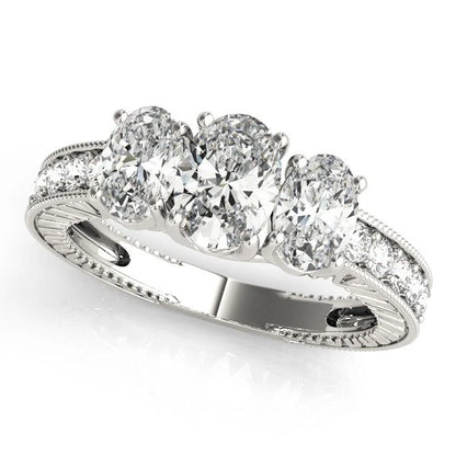 Oval Cut Trilogy Engagement Ring