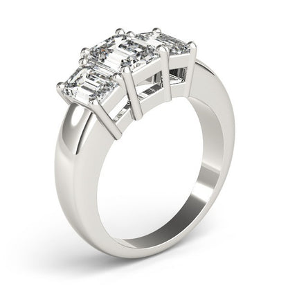 Lab Grown Emerald Cut Diamond Ring 18K Yellow Gold 3 Stone Ring