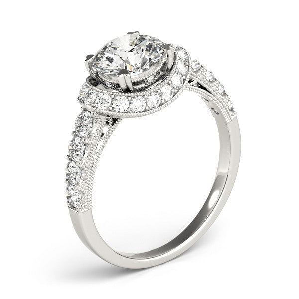 Lab Grown Round Diamond Halo Engagement Ring