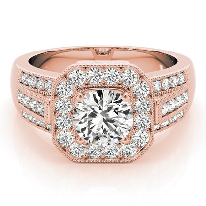 Lab Grown Round Diamond Halo Engagement Ring