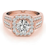 Lab Grown Round Diamond Halo Engagement Ring