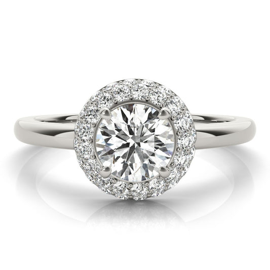 Lab Grown Round Cut Diamond Halo Engagement Ring