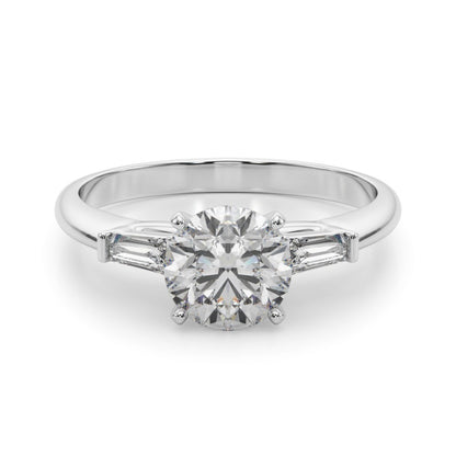 Lab-Grown Round Cut Diamond 3 Stone Engagement Ring 950 Platinum