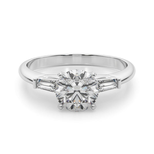 Lab-Grown Round Cut Diamond 3 Stone Engagement Ring 950 Platinum