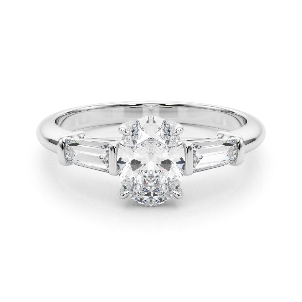 Lab-Grown Oval Diamond 3 Stone Engagement Ring