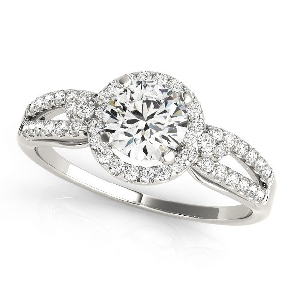 Lab Grown Round Cut Diamond Halo Engagement Ring