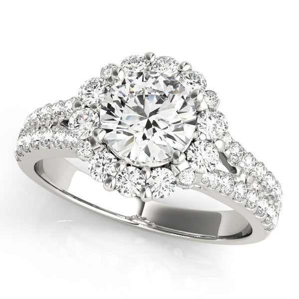 Lab Grown Round Diamond Halo Engagement Ring 