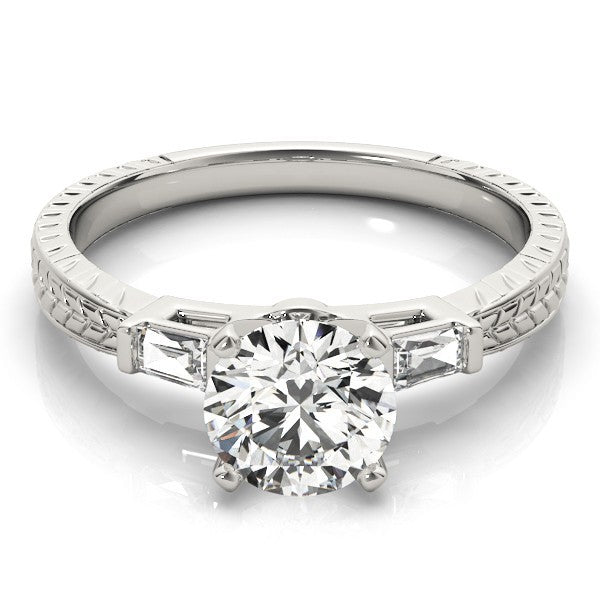 Lab-Grown Round Cut Diamond Trilogy Engagement Ring In Platinum 2CT DE/VS