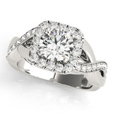 Lab Grown Round Diamond Halo Engagement Ring 18K White Gold