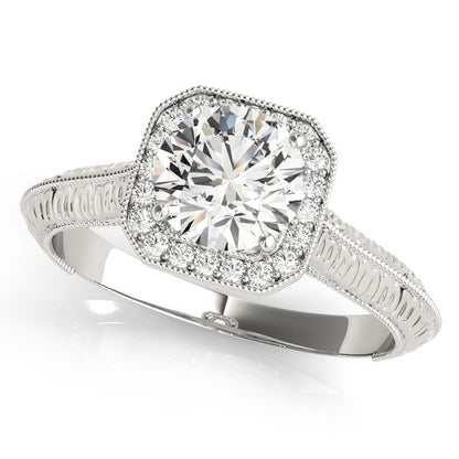 Lab Grown Round Diamond Halo Engagement Ring