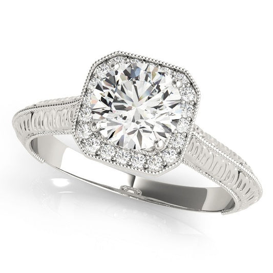 Lab Grown Round Diamond Halo Engagement Ring