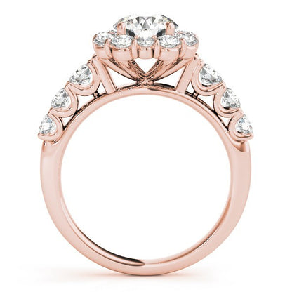 Lab Grown Round Cut Diamond Halo Engagement Ring