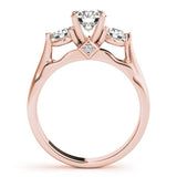 Lab Grown Round Diamond Prong Set 3 Stone Engagement Ring 950 Platinum