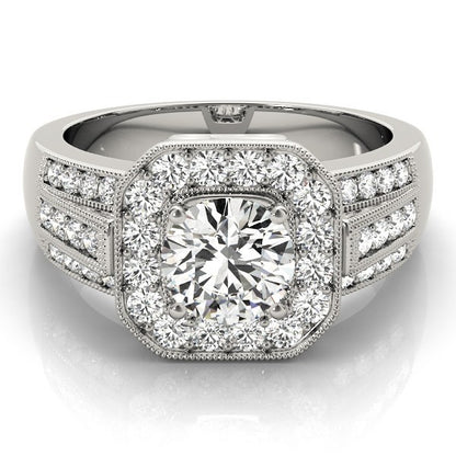 Lab Grown Round Diamond Halo Engagement Ring
