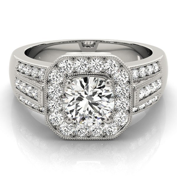 Lab Grown Round Diamond Halo Engagement Ring
