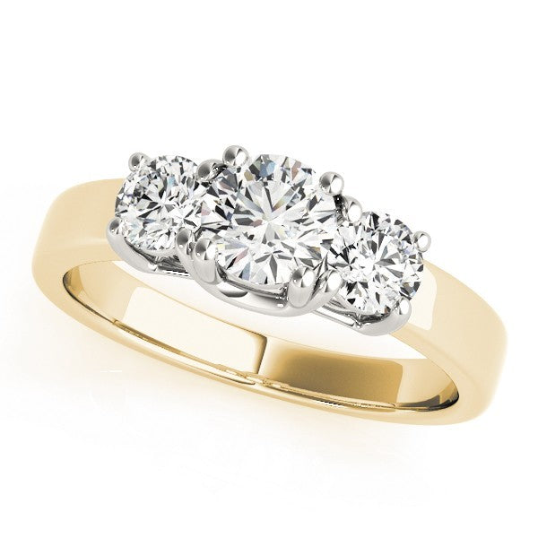 Lab Grown Round Diamond 3 Stone Engagement Ring Platinum