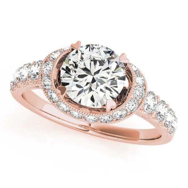 Lab Grown Round Diamond Halo Engagement Ring