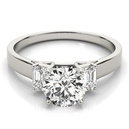 Platinum Lab Grown Round Cut Diamond Trilogy Engagement Ring In 2.00ct DE/VS