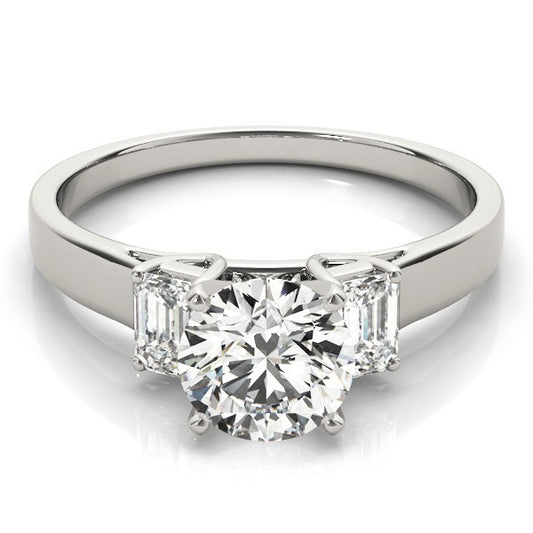 Platinum Lab Grown Round Cut Diamond Trilogy Engagement Ring In 2.00ct DE/VS