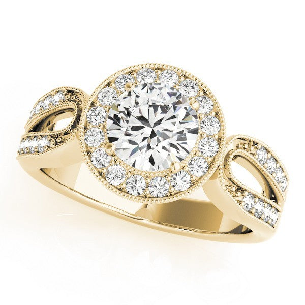 Lab Grown Round Diamond Halo Engagement Ring 