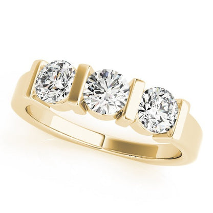 2.00Ct Lab Grown Round Diamond Bar Set 3 Stone Engagement Ring Platinum