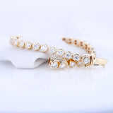 Natural Round Cut Diamond Bezel-setTennis Bracelet Yellow Gold