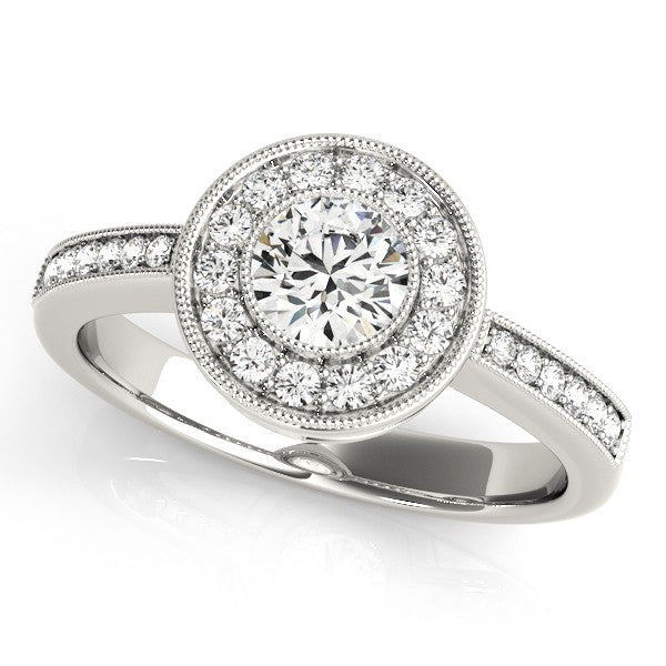 Lab Grown Round Diamond Halo Engagement Ring