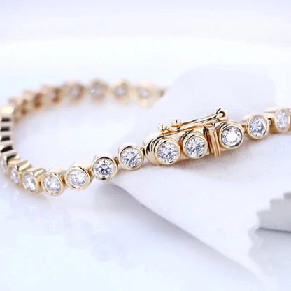 4.00 Carat Natural Round Cut Diamond Bezel-set Tennis Bracelet 