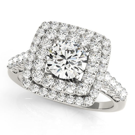 3.00 Carat DE/VS Lab Grown Round Cut Diamond Halo Engagement Ring 18K White Gold