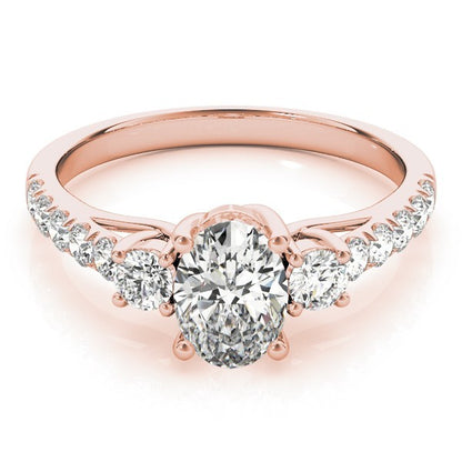 2.00CT Lab Grown Oval Diamond Trilogy Engagement Ring Platinum