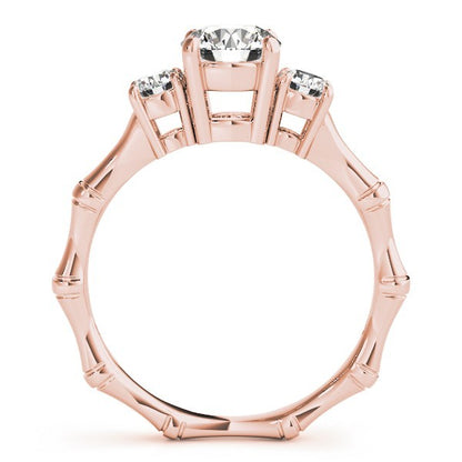 Lab Grown Round Cut Diamond 3 Stone Engagement band Platinum
