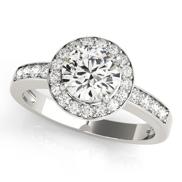 Lab Grown Round Diamond Halo Engagement Ring 