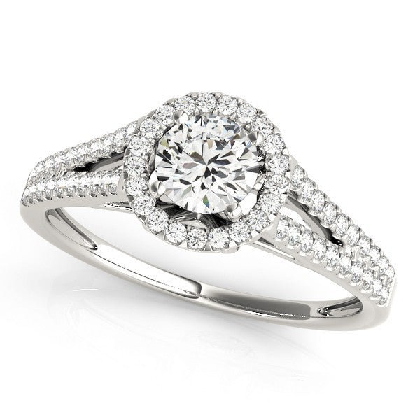 Lab Grown Round Cut Diamond Halo Engagement Ring