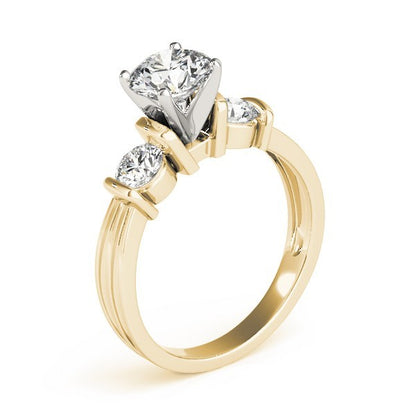Gold ring with a diamond on a white background