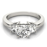Lab-Grown Round Cut Diamond Trilogy Engagement Ring In 18K White Gold 2.00CT DE/VS