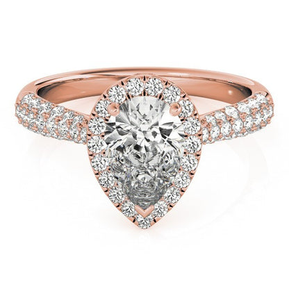 Lab Grown Pear Shape Diamond Halo Engagement Ring