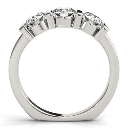 2.00Ct Lab Grown Round Diamond Bar Set 3 Stone Engagement Ring Platinum