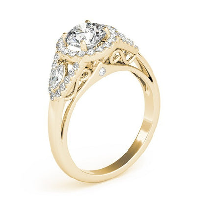 Lab Grown Round Cut Diamond Halo Engagement Ring