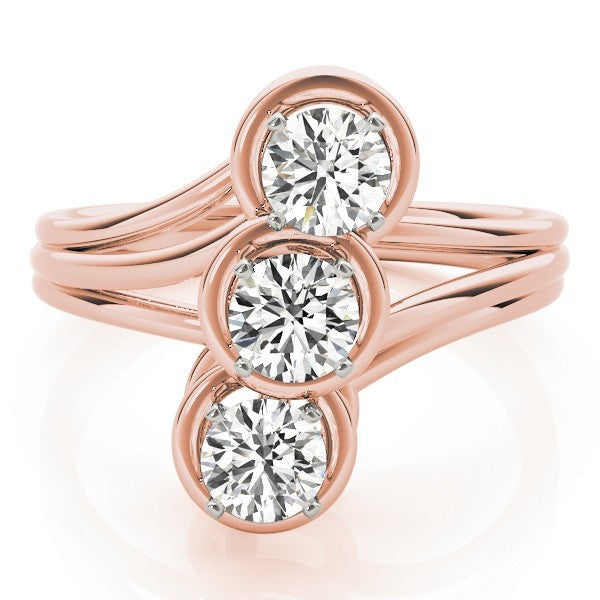 Lab Grown Round Diamond Trilogy Engagement Ring Platinum