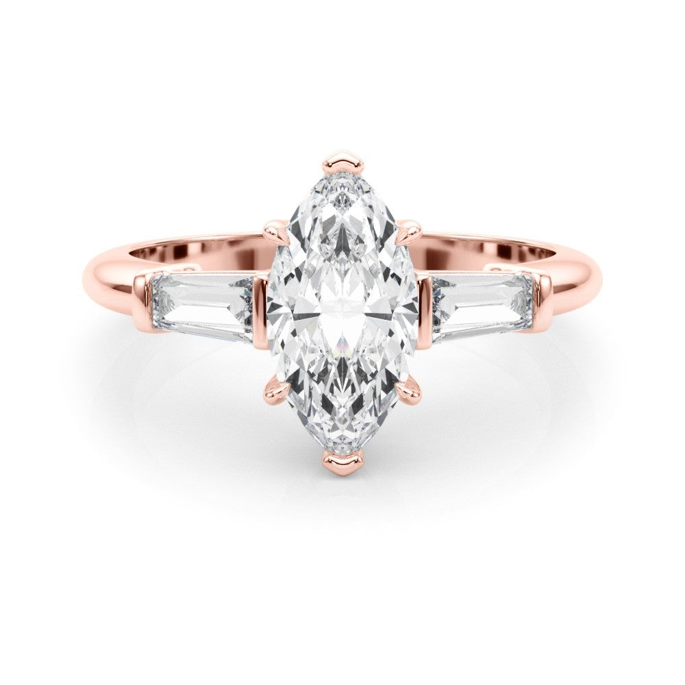 Lab-Grown Marquise Cut Diamond 3 Stone Engagement Ring
