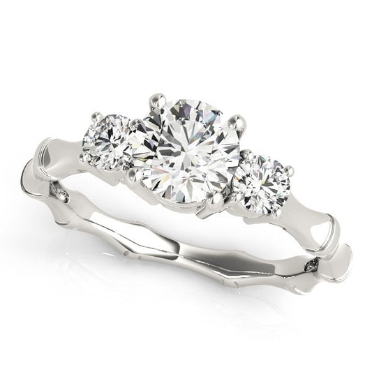 Lab Grown Round Cut Diamond 3 Stone Engagement band Platinum