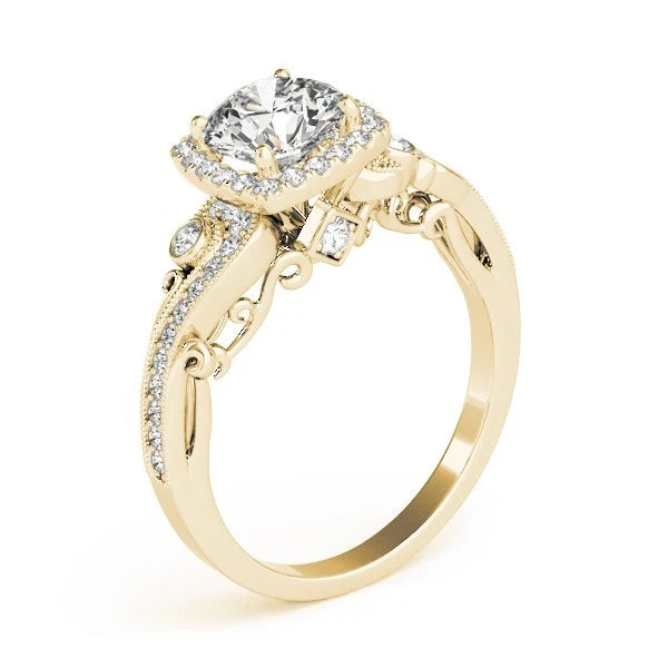 Lab Grown Round Diamond Halo Engagement Ring 