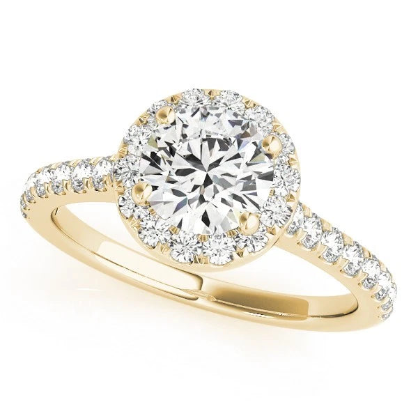 Lab Grown Round Cut  Diamond Halo Engagement Ring