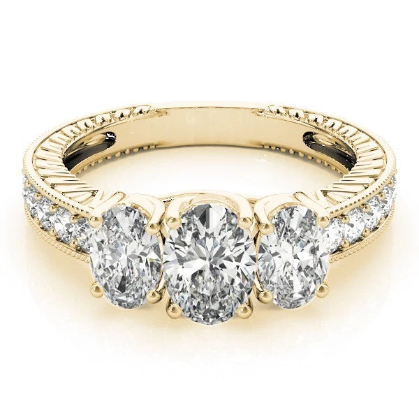 Oval Cut Trilogy Engagement Ring