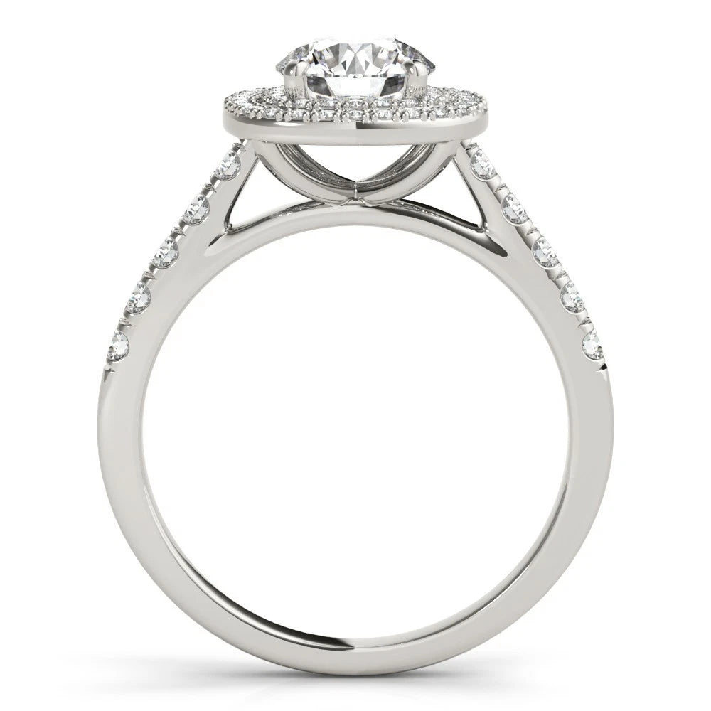 Lab Grown Round Cut  Diamond Halo Engagement Ring