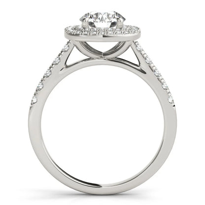 Lab Grown Round Cut  Diamond Halo Engagement Ring