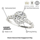 Lab Grown Round Diamond Halo Engagement Ring In Platinum