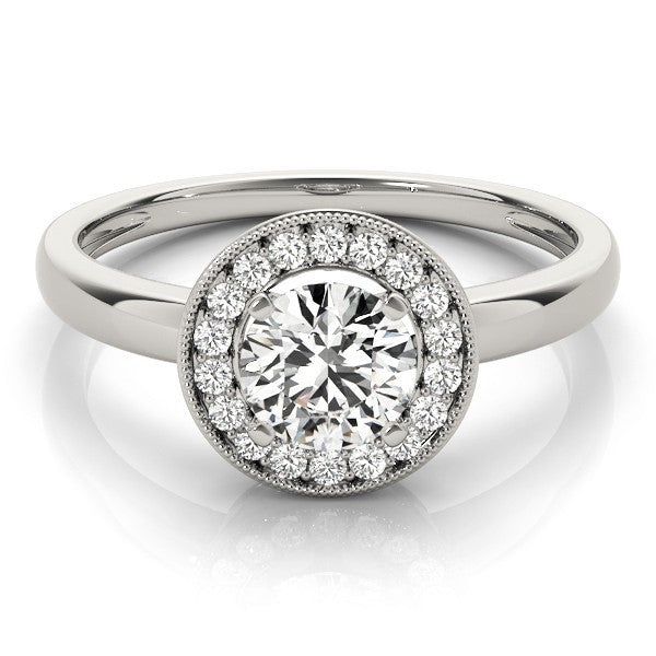 Lab Grown Round Diamond Halo Engagement Ring