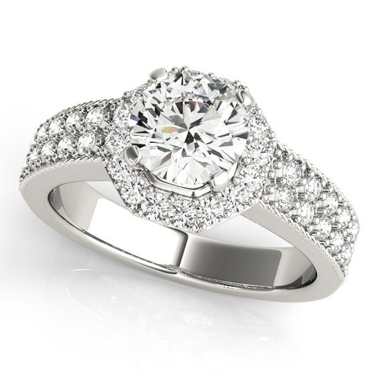2.00Ct DE/VS Lab Grown Round Cut Diamond Halo Engagement Ring Platinum
